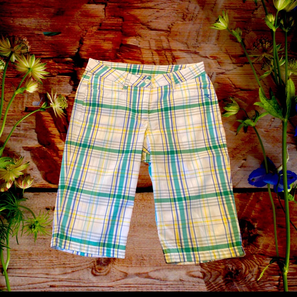 Chervo Sports Shorts Unisex; Green, Blue, Yellow, & White Plaid